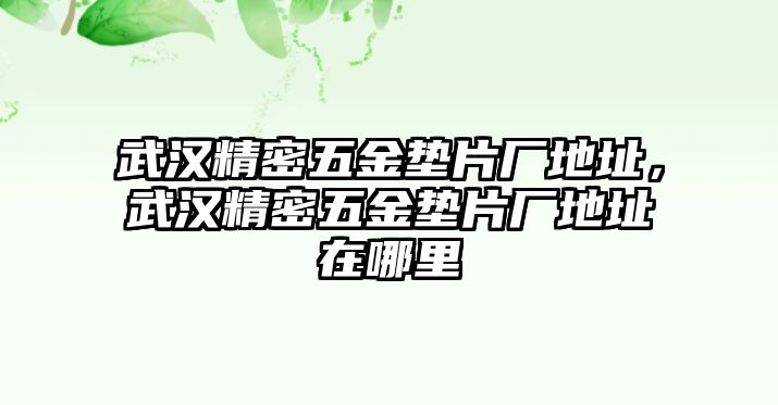 武漢精密五金墊片廠地址，武漢精密五金墊片廠地址在哪里