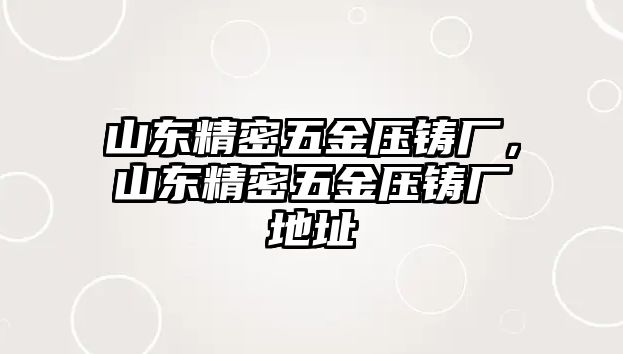 山東精密五金壓鑄廠，山東精密五金壓鑄廠地址