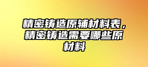 精密鑄造原輔材料表，精密鑄造需要哪些原材料