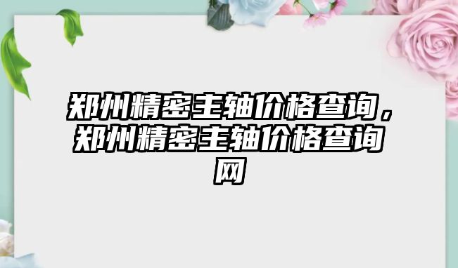 鄭州精密主軸價格查詢，鄭州精密主軸價格查詢網(wǎng)