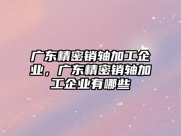 廣東精密銷軸加工企業(yè)，廣東精密銷軸加工企業(yè)有哪些