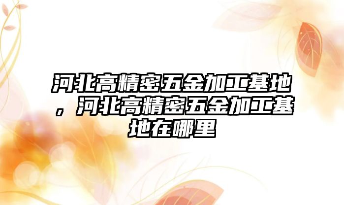 河北高精密五金加工基地，河北高精密五金加工基地在哪里