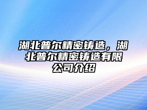 湖北普爾精密鑄造，湖北普爾精密鑄造有限公司介紹