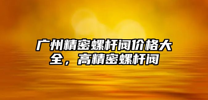 廣州精密螺桿閥價(jià)格大全，高精密螺桿閥