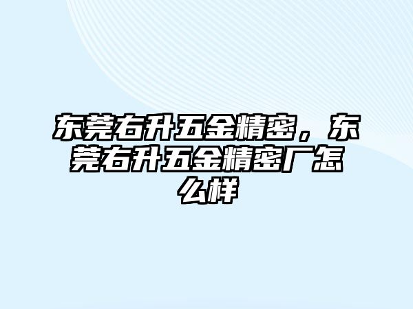 東莞右升五金精密，東莞右升五金精密廠怎么樣