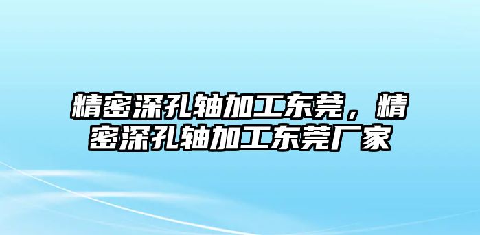 精密深孔軸加工東莞，精密深孔軸加工東莞廠家