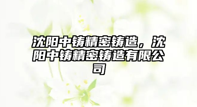 沈陽中鑄精密鑄造，沈陽中鑄精密鑄造有限公司