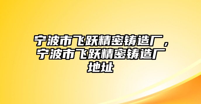 寧波市飛躍精密鑄造廠(chǎng)，寧波市飛躍精密鑄造廠(chǎng)地址