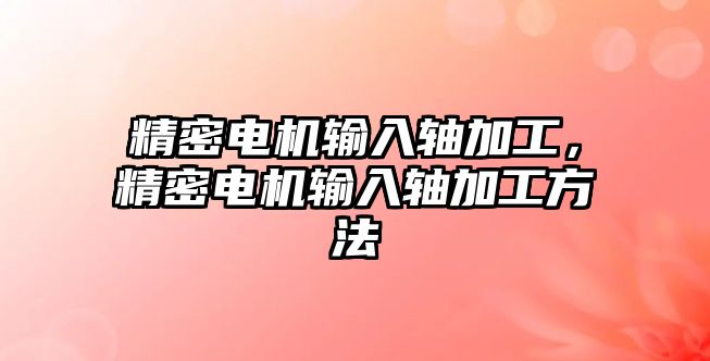 精密電機(jī)輸入軸加工，精密電機(jī)輸入軸加工方法