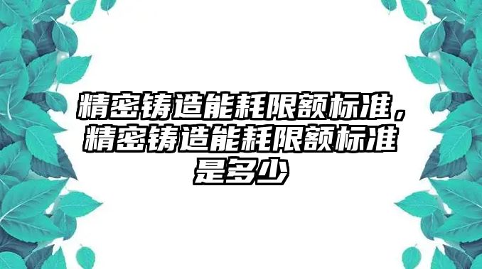 精密鑄造能耗限額標準，精密鑄造能耗限額標準是多少