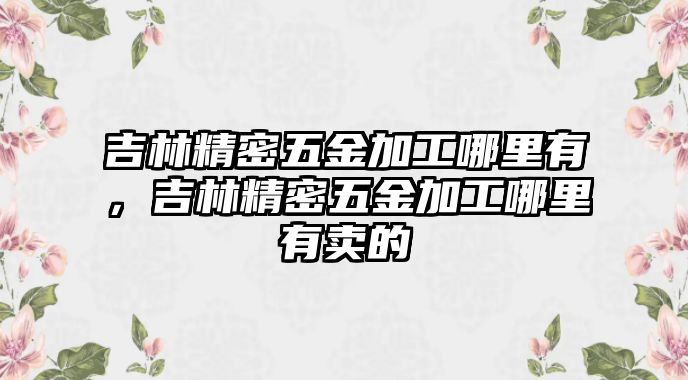 吉林精密五金加工哪里有，吉林精密五金加工哪里有賣的