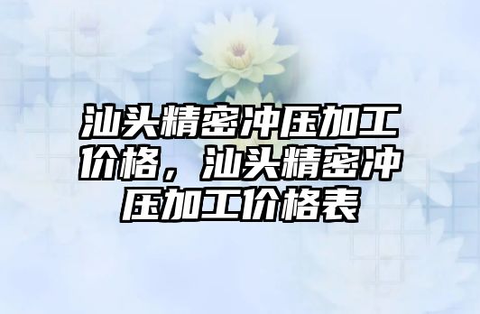 汕頭精密沖壓加工價格，汕頭精密沖壓加工價格表