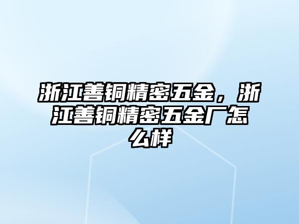 浙江善銅精密五金，浙江善銅精密五金廠怎么樣