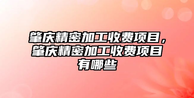 肇慶精密加工收費項目，肇慶精密加工收費項目有哪些