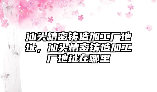 汕頭精密鑄造加工廠地址，汕頭精密鑄造加工廠地址在哪里