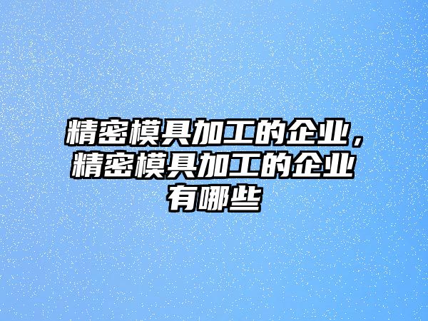 精密模具加工的企業(yè)，精密模具加工的企業(yè)有哪些