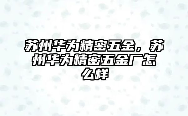 蘇州華為精密五金，蘇州華為精密五金廠怎么樣