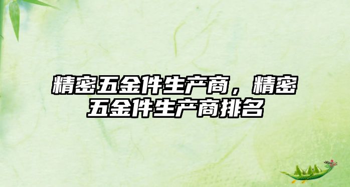 精密五金件生產(chǎn)商，精密五金件生產(chǎn)商排名