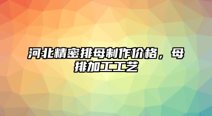 河北精密排母制作價(jià)格，母排加工工藝