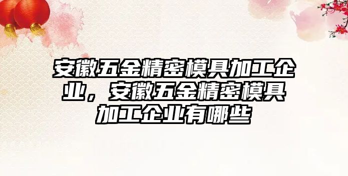 安徽五金精密模具加工企業(yè)，安徽五金精密模具加工企業(yè)有哪些