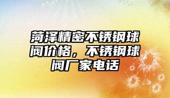 菏澤精密不銹鋼球閥價(jià)格，不銹鋼球閥廠家電話