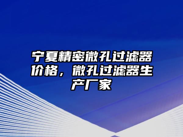 寧夏精密微孔過濾器價格，微孔過濾器生產(chǎn)廠家