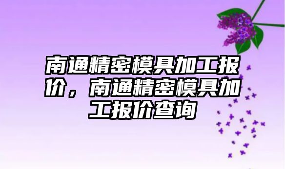 南通精密模具加工報價，南通精密模具加工報價查詢