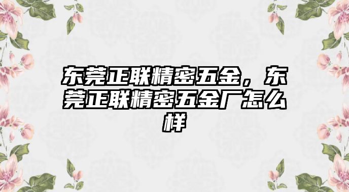 東莞正聯精密五金，東莞正聯精密五金廠怎么樣