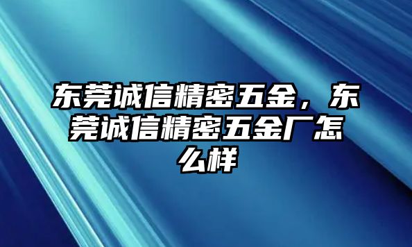 東莞誠信精密五金，東莞誠信精密五金廠怎么樣