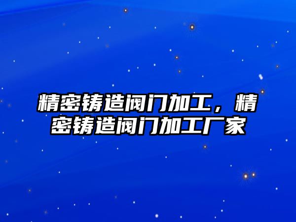 精密鑄造閥門加工，精密鑄造閥門加工廠家