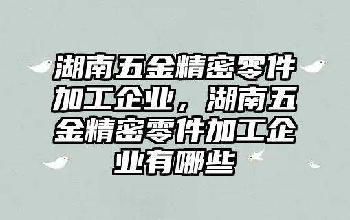 湖南五金精密零件加工企業(yè)，湖南五金精密零件加工企業(yè)有哪些