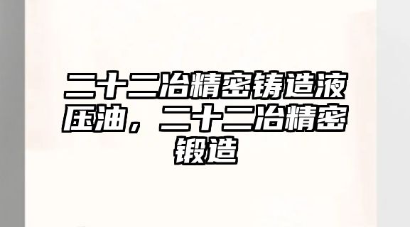 二十二冶精密鑄造液壓油，二十二冶精密鍛造