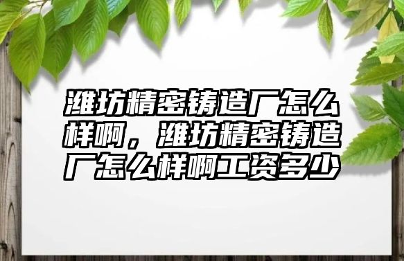 濰坊精密鑄造廠怎么樣啊，濰坊精密鑄造廠怎么樣啊工資多少