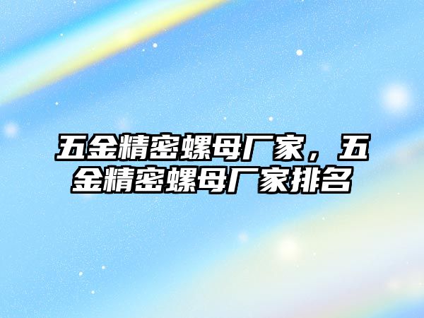 五金精密螺母廠家，五金精密螺母廠家排名