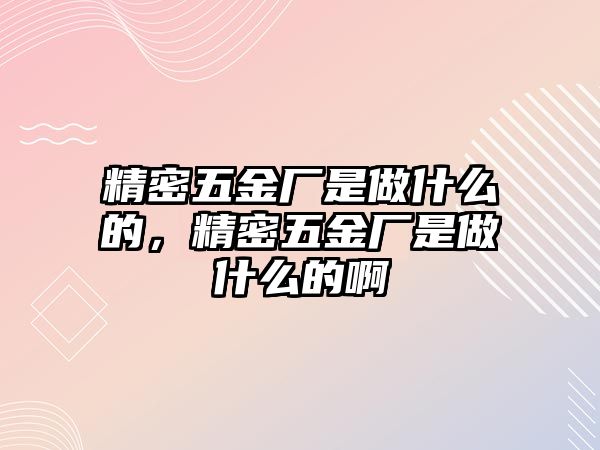 精密五金廠是做什么的，精密五金廠是做什么的啊