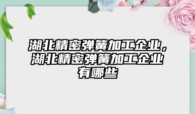 湖北精密彈簧加工企業(yè)，湖北精密彈簧加工企業(yè)有哪些