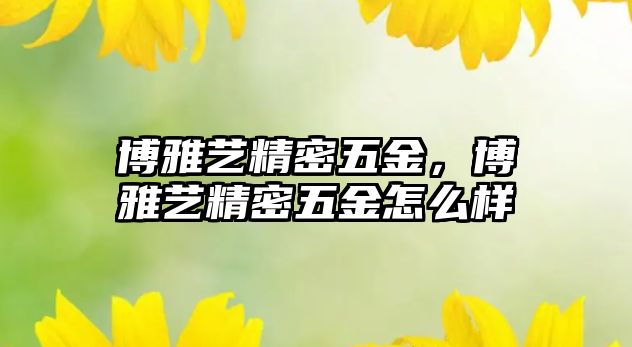 博雅藝精密五金，博雅藝精密五金怎么樣