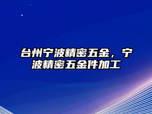 臺(tái)州寧波精密五金，寧波精密五金件加工