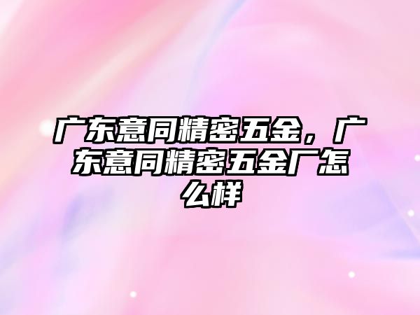 廣東意同精密五金，廣東意同精密五金廠怎么樣