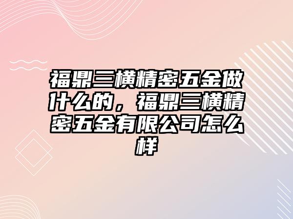 福鼎三橫精密五金做什么的，福鼎三橫精密五金有限公司怎么樣