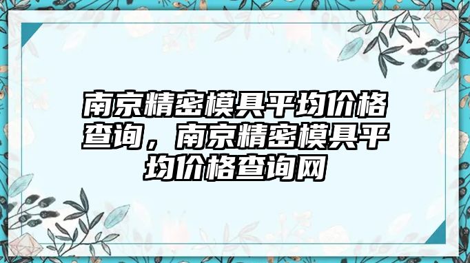 南京精密模具平均價(jià)格查詢，南京精密模具平均價(jià)格查詢網(wǎng)