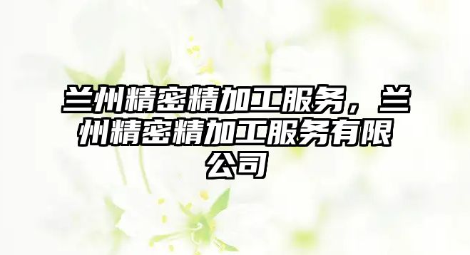 蘭州精密精加工服務(wù)，蘭州精密精加工服務(wù)有限公司