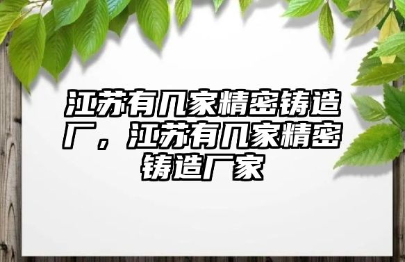 江蘇有幾家精密鑄造廠，江蘇有幾家精密鑄造廠家