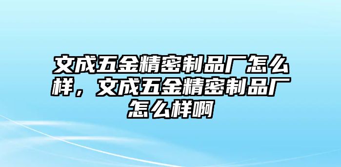 文成五金精密制品廠怎么樣，文成五金精密制品廠怎么樣啊