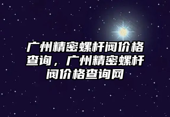 廣州精密螺桿閥價格查詢，廣州精密螺桿閥價格查詢網(wǎng)