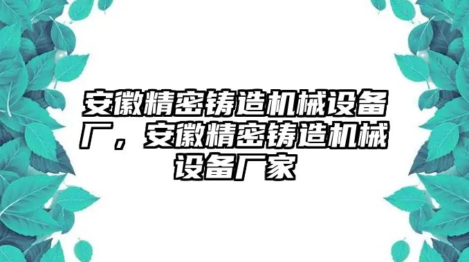 安徽精密鑄造機械設(shè)備廠，安徽精密鑄造機械設(shè)備廠家