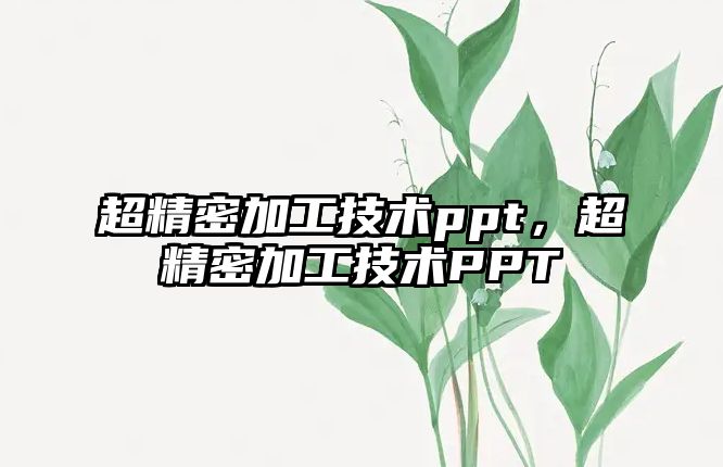 超精密加工技術(shù)ppt，超精密加工技術(shù)PPT