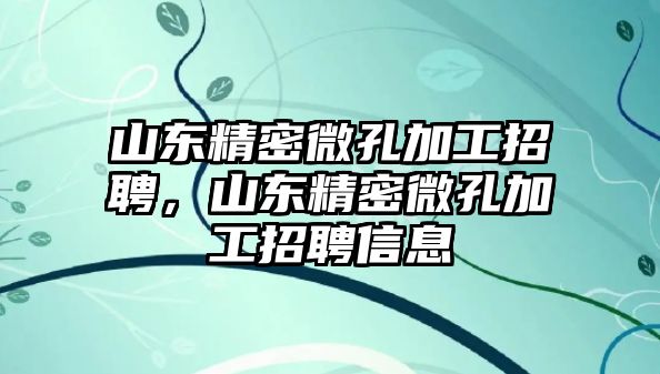 山東精密微孔加工招聘，山東精密微孔加工招聘信息