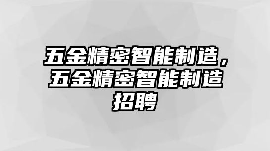 五金精密智能制造，五金精密智能制造招聘