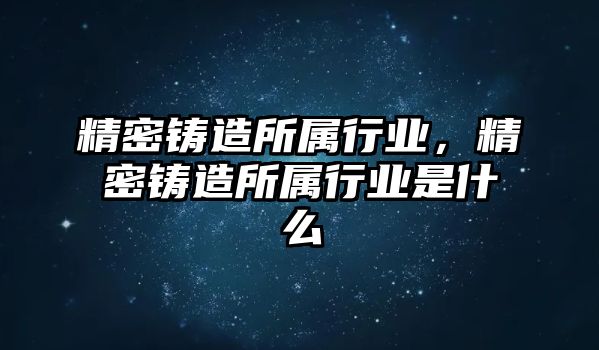 精密鑄造所屬行業(yè)，精密鑄造所屬行業(yè)是什么